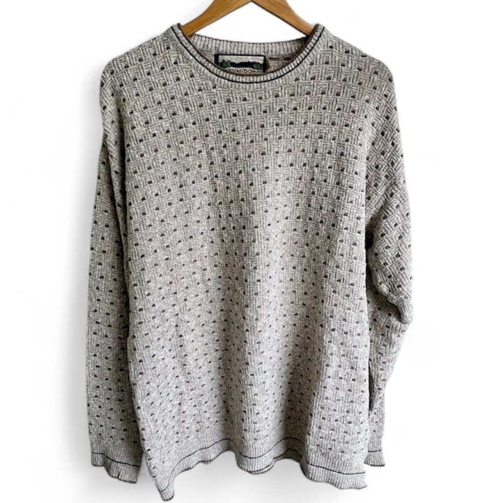 Vintage Men’s Shenandoah Knit Sweater Oatmeal, Brown, Blue - Size Large Tall